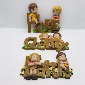Vintage 1982 Burwood Homco Set Of 3 Faith Hope Charity Wall Plaques Art Decor